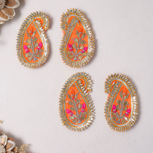 Pack Of 10Pcs Gota Patti Paisley Embellished Patch for Dresses & DIY