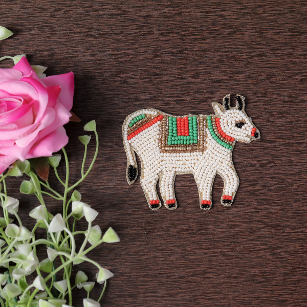 Pair Of Holy Cow! Hand-Beaded Cow Applique Patch