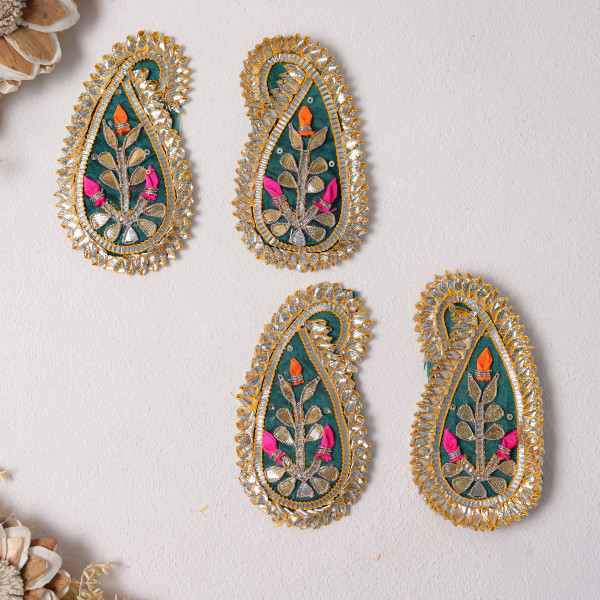 Pack Of 10Pcs Gota Patti Paisley Embellished Patch for Dresses & DIY