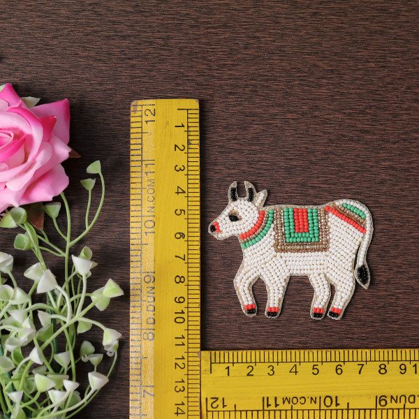 Pair Of Holy Cow! Hand-Beaded Cow Applique Patch