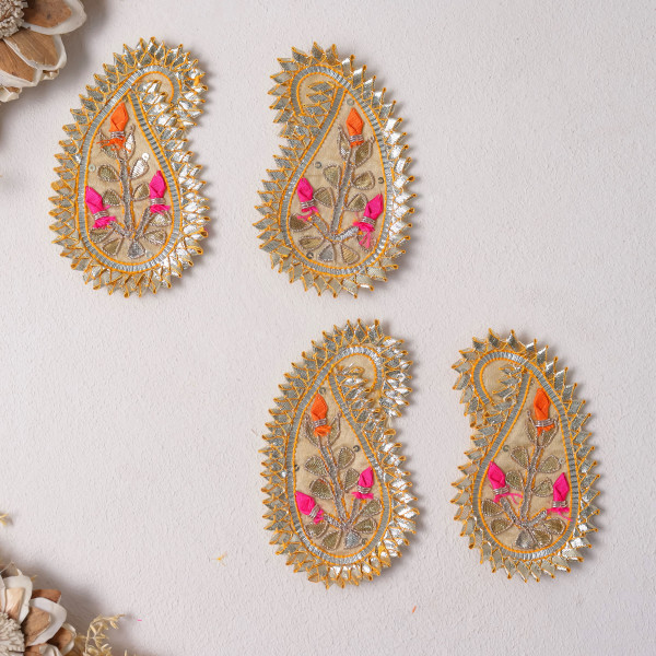 Pack Of 10Pcs Gota Patti Paisley Embellished Patch for Dresses & DIY