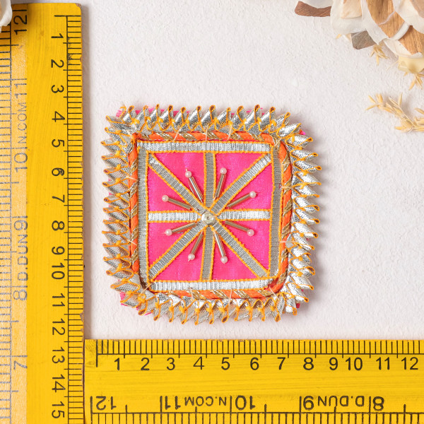 Pack of 10pcs Square Gota Patti Embellished Applique Patch for Traditional Dresses & DIY Crafting
