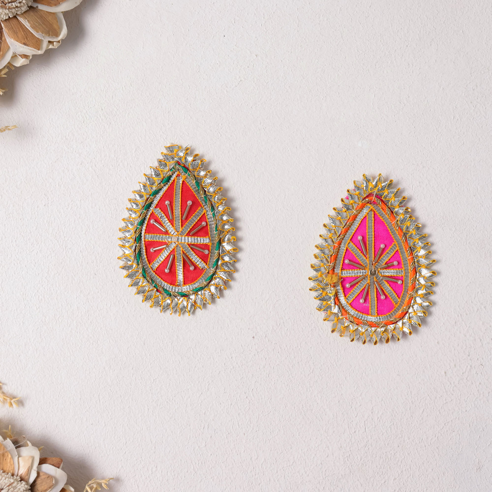 Image of Pack of 10pcs Handcrafted Gota Patti Tilak Embellished Applique Patches for Dresses &amp; DIY