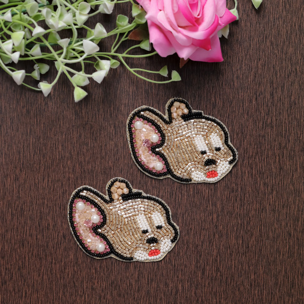 pair of Handmade Beaded Mickey Mouse Applique Patch