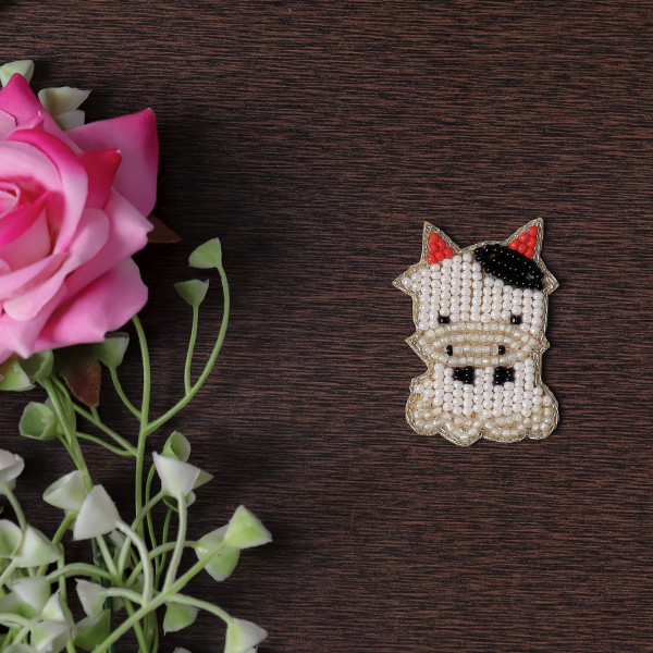 Pair Mini Beaded Cow Patch Applique | Cute DIY Craft Motif