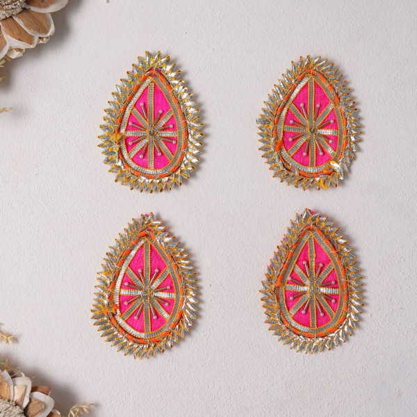 Pack of 10pcs Handcrafted Gota Patti Tilak Embellished Applique Patches for Dresses & DIY