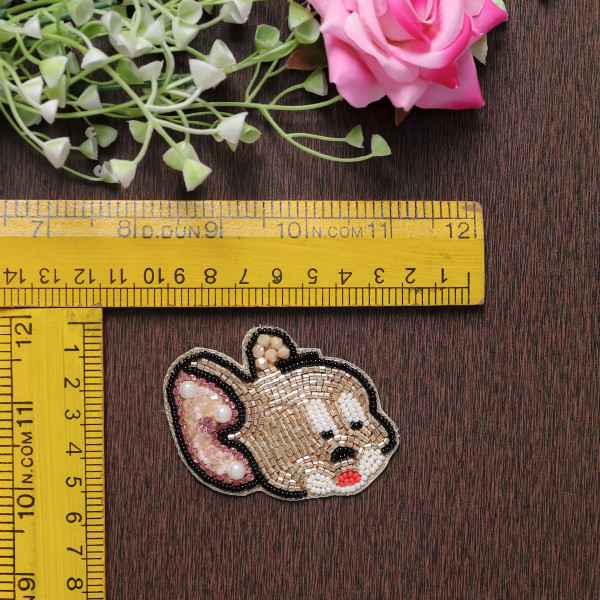 pair of Handmade Beaded Mickey Mouse Applique Patch