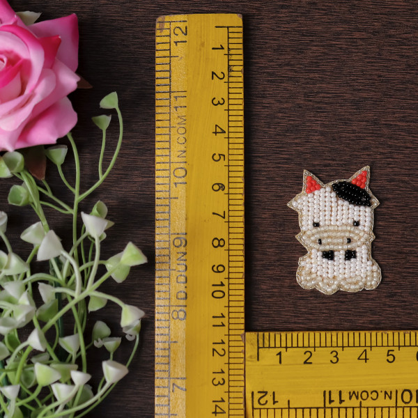 Pair Mini Beaded Cow Patch Applique | Cute DIY Craft Motif