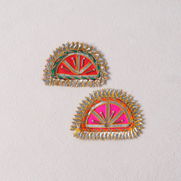 Pack of 10pcs Traditional Gota Patti Half-Moon Applique Patches
