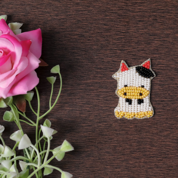 Pair Mini Beaded Cow Patch Applique | Cute DIY Craft Motif