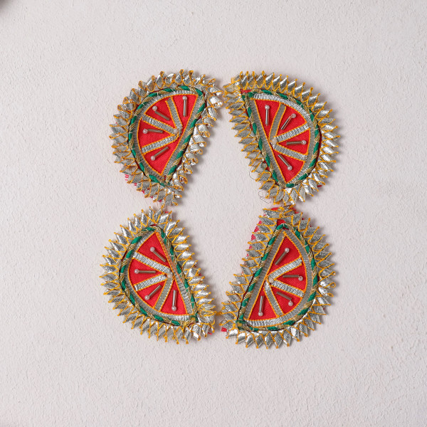 Pack of 10pcs Traditional Gota Patti Half-Moon Applique Patches