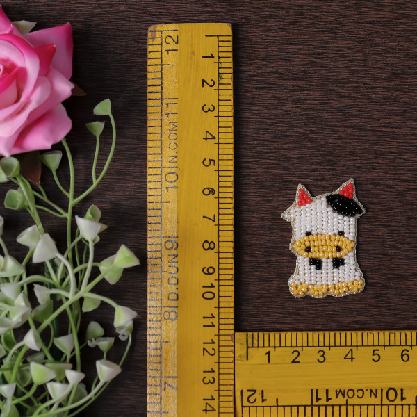 Pair Mini Beaded Cow Patch Applique | Cute DIY Craft Motif