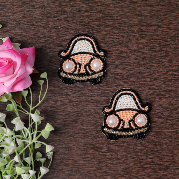 Pair of Retro Beetle Embroidered Motif for Clothing & Crafts