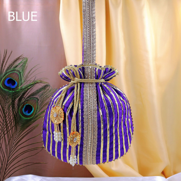 Pack of 5pcs Handcrafted Festive Gota Patti Embroidery Potli Bag