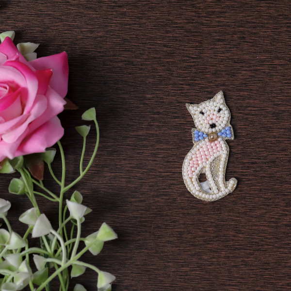Pair Of Handmade Beaded Cat Applique Patch – DIY Craft & Fashion Embellishment