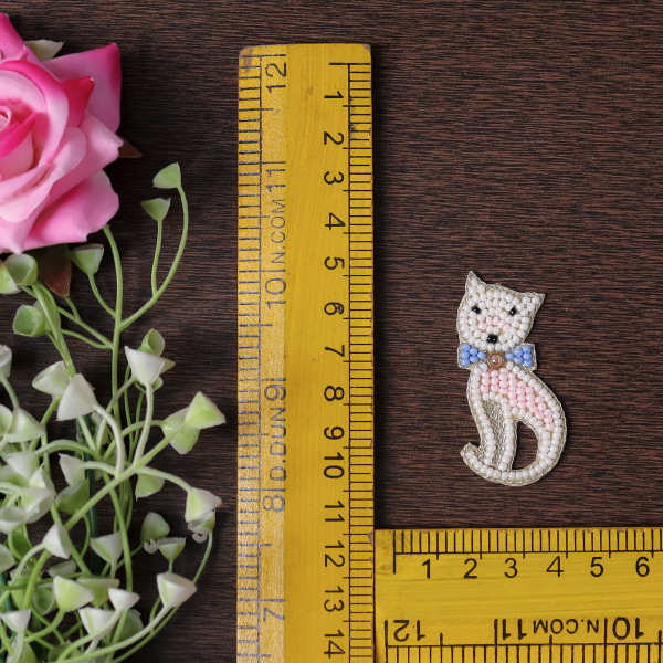 Pair Of Handmade Beaded Cat Applique Patch – DIY Craft & Fashion Embellishment