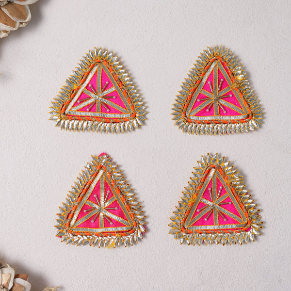 Pack of 10pcs Gota Patti Triangle Shape Embellished Applique Patches for Dresses, Crafts & DIY