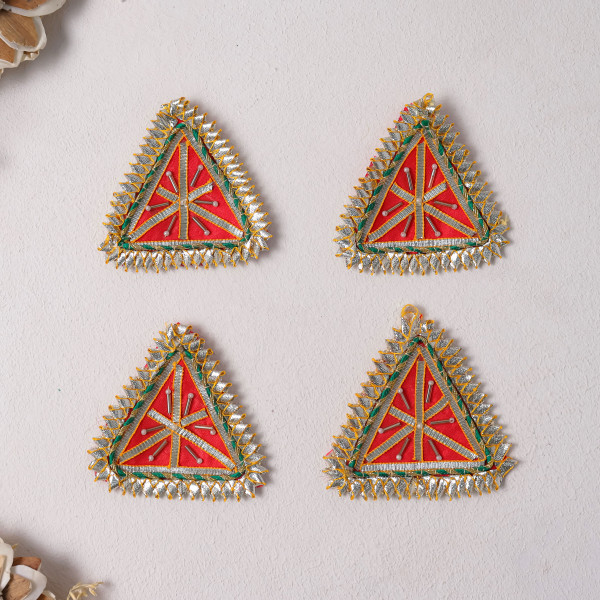 Pack of 10pcs Gota Patti Triangle Shape Embellished Applique Patches for Dresses, Crafts & DIY