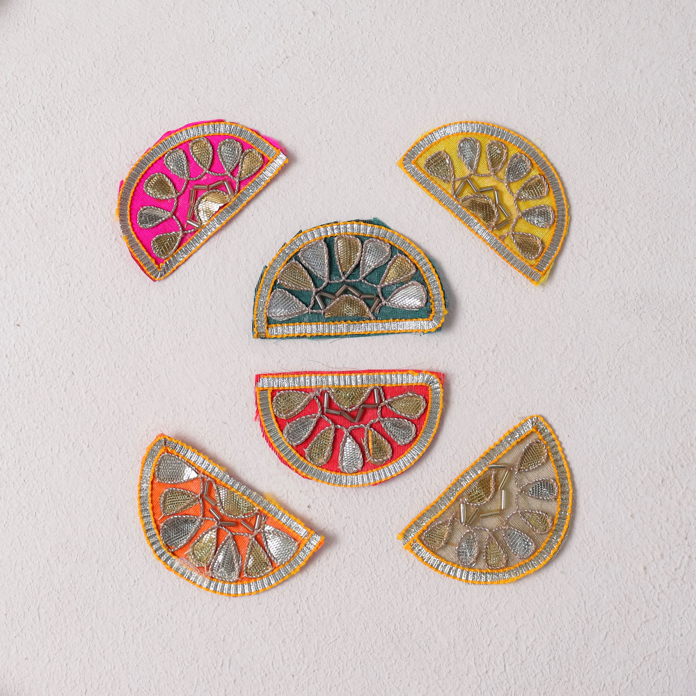 Image of Pack of  10pcs Traditional Gota Patti Crescent Moon Applique Motif Patches for Bridal Wear &amp; DIY Designing