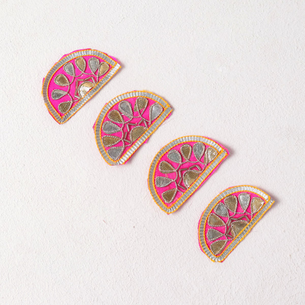 Pack of  10pcs Traditional Gota Patti Crescent Moon Applique Motif Patches for Bridal Wear & DIY Designing