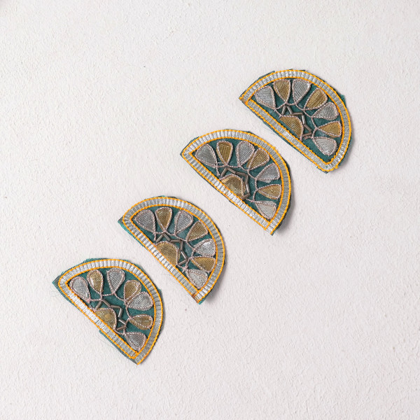 Pack of  10pcs Traditional Gota Patti Crescent Moon Applique Motif Patches for Bridal Wear & DIY Designing