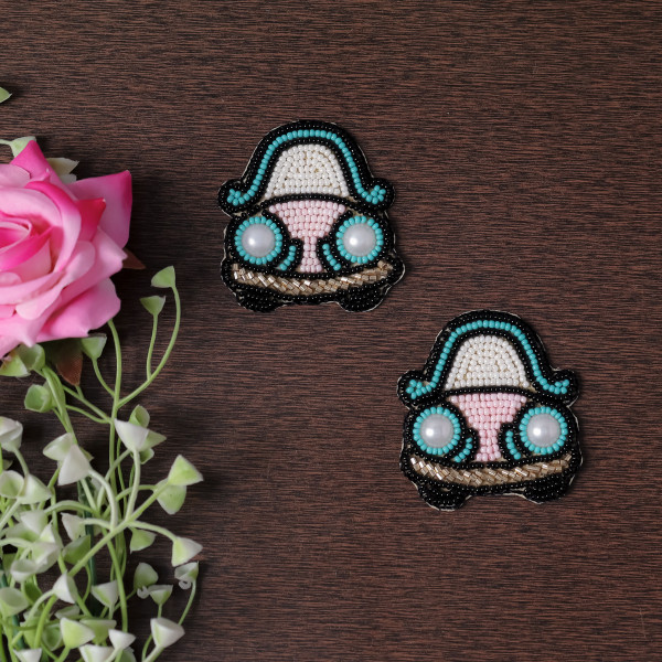 Pair of Retro Beetle Embroidered Motif for Clothing & Crafts