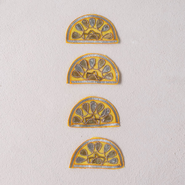 Pack of  10pcs Traditional Gota Patti Crescent Moon Applique Motif Patches for Bridal Wear & DIY Designing