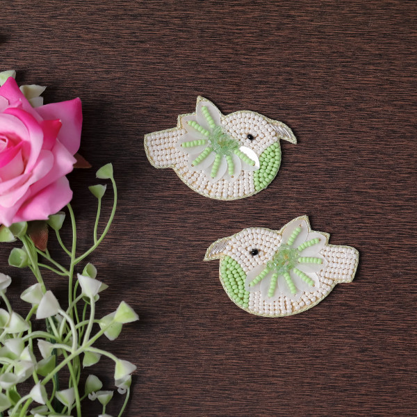 Pair Of Beaded Bird Applique – Embroidered Craft Patch
