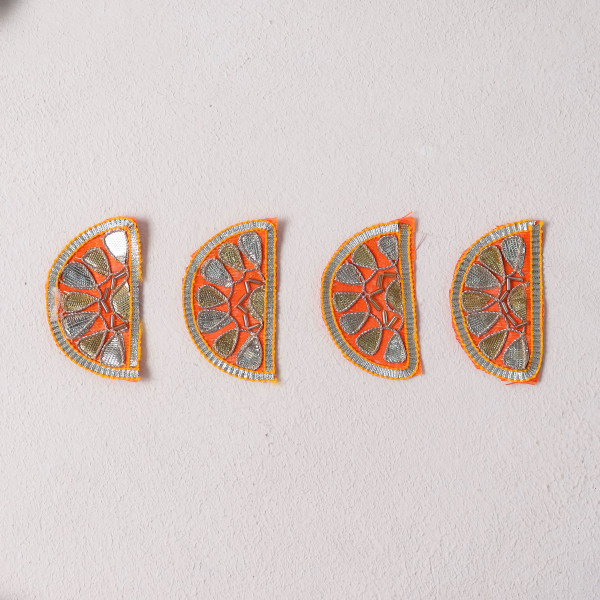 Pack of  10pcs Traditional Gota Patti Crescent Moon Applique Motif Patches for Bridal Wear & DIY Designing