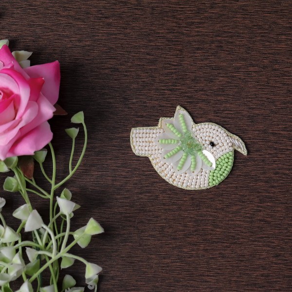 Pair Of Beaded Bird Applique – Embroidered Craft Patch