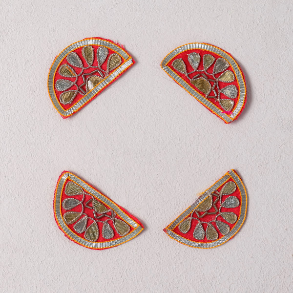 Pack of  10pcs Traditional Gota Patti Crescent Moon Applique Motif Patches for Bridal Wear & DIY Designing