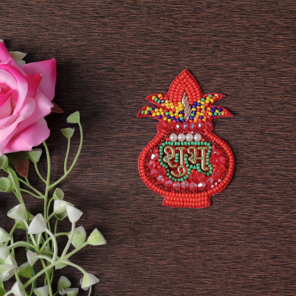 eaded Kalash Shubh Labh Patch Applique for DIY Festive Decor & Crafts (Set of 2)
