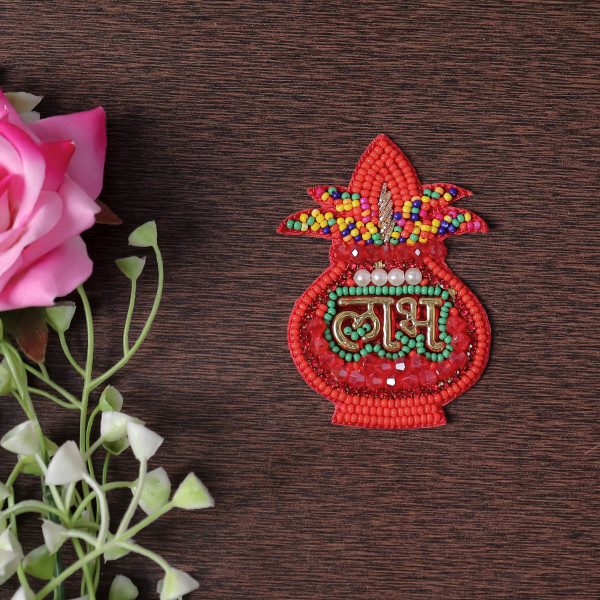 eaded Kalash Shubh Labh Patch Applique for DIY Festive Decor & Crafts (Set of 2)