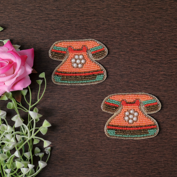 Pair of Retro Chic Beaded Telephone Applique Patch