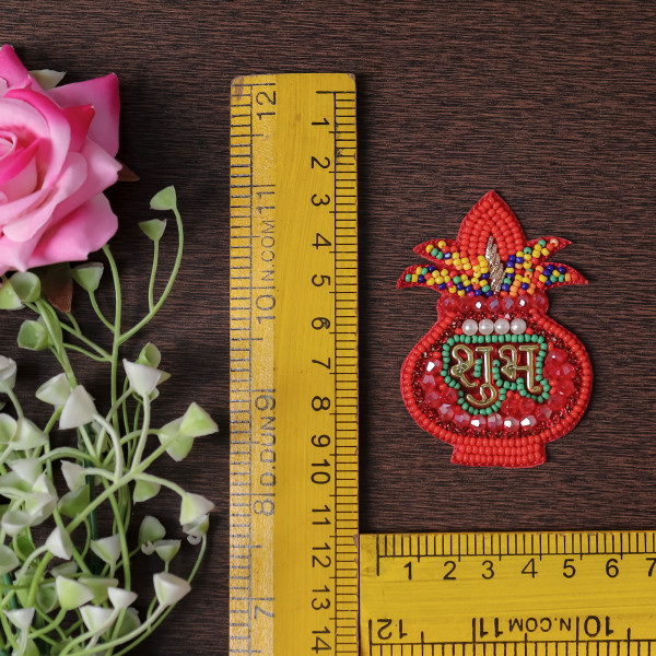 eaded Kalash Shubh Labh Patch Applique for DIY Festive Decor & Crafts (Set of 2)