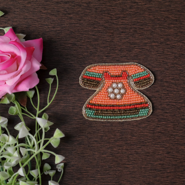 Pair of Retro Chic Beaded Telephone Applique Patch