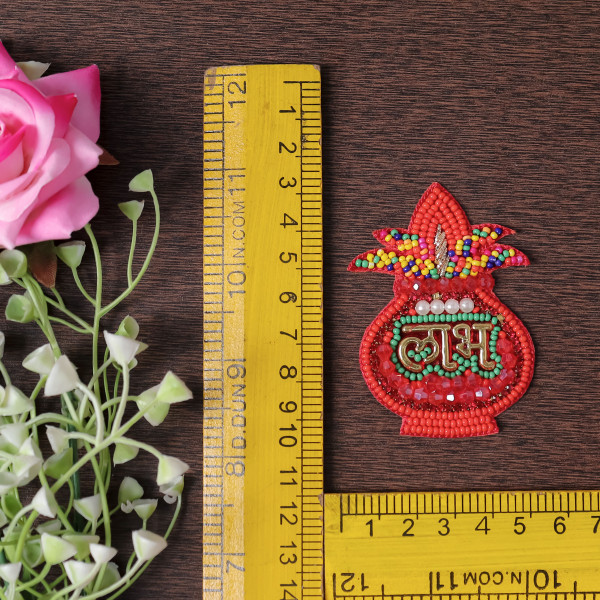 eaded Kalash Shubh Labh Patch Applique for DIY Festive Decor & Crafts (Set of 2)