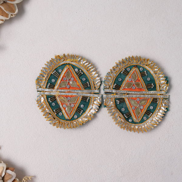 Pack of 10Pcs Traditional Gota Patti Beaded Moon Applique Patches DIY Dress Border & Craft Motif