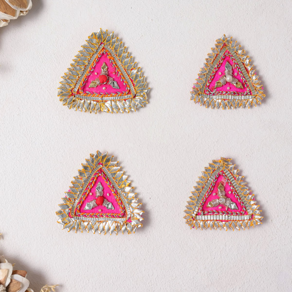 Pack of 10pcs Square Gota Patti & Beaded Embellished Ethnic Patches for Dress Material & DIY Crafts