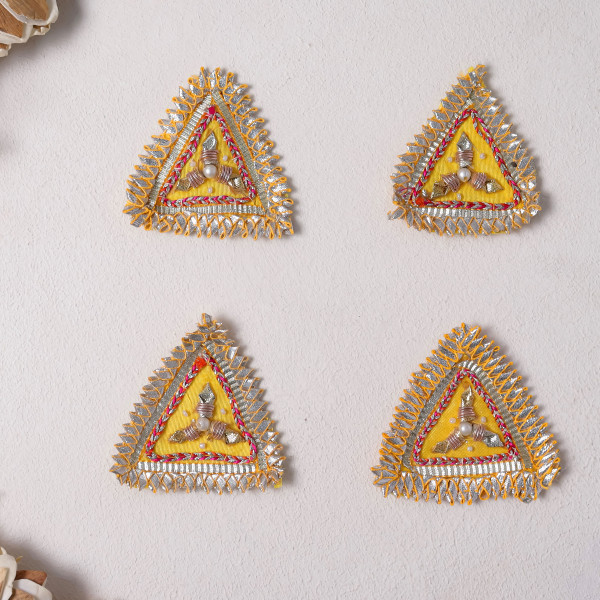 Pack of 10pcs Square Gota Patti & Beaded Embellished Ethnic Patches for Dress Material & DIY Crafts