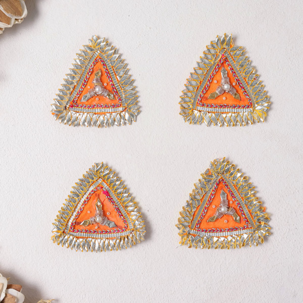 Pack of 10pcs Square Gota Patti & Beaded Embellished Ethnic Patches for Dress Material & DIY Crafts