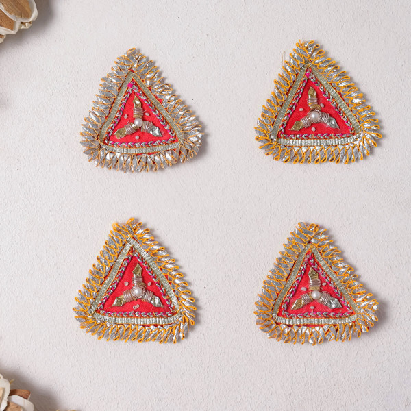 Pack of 10pcs Square Gota Patti & Beaded Embellished Ethnic Patches for Dress Material & DIY Crafts