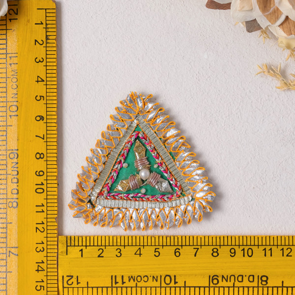 Pack of 10pcs Square Gota Patti & Beaded Embellished Ethnic Patches for Dress Material & DIY Crafts