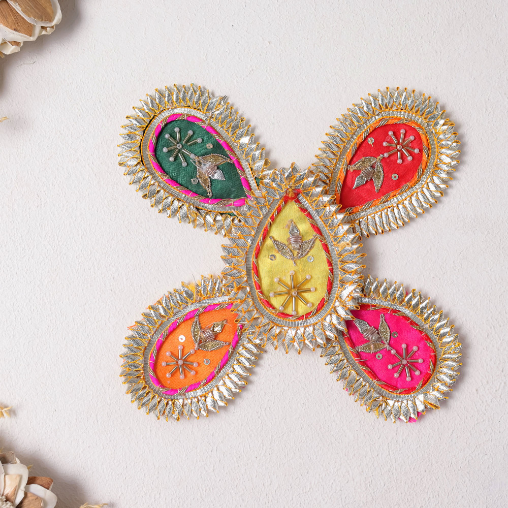 Image of Pack Of 10pcs Pear Shape Gota Patti Beaded Embellished Patches for Outfits and DIY