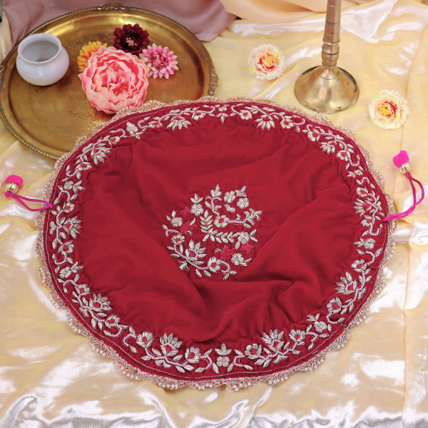 Premium Velvet Godh Bharai Cover with Handcrafted Beaded Embroidery