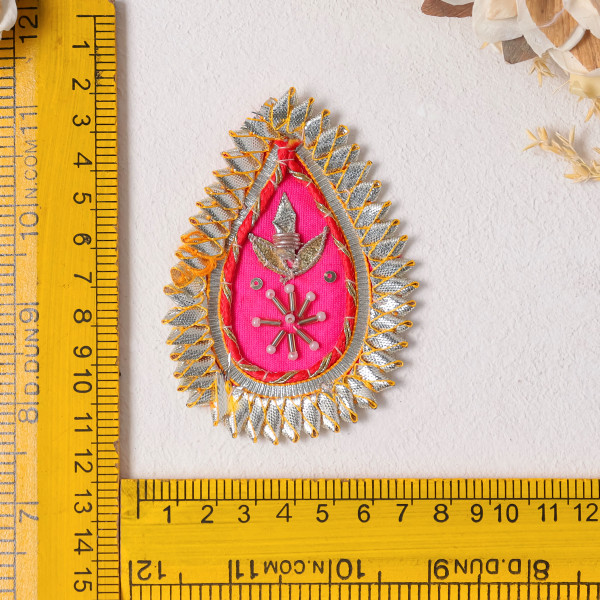 Pack Of 10pcs Pear Shape Gota Patti Beaded Embellished Patches for Outfits and DIY