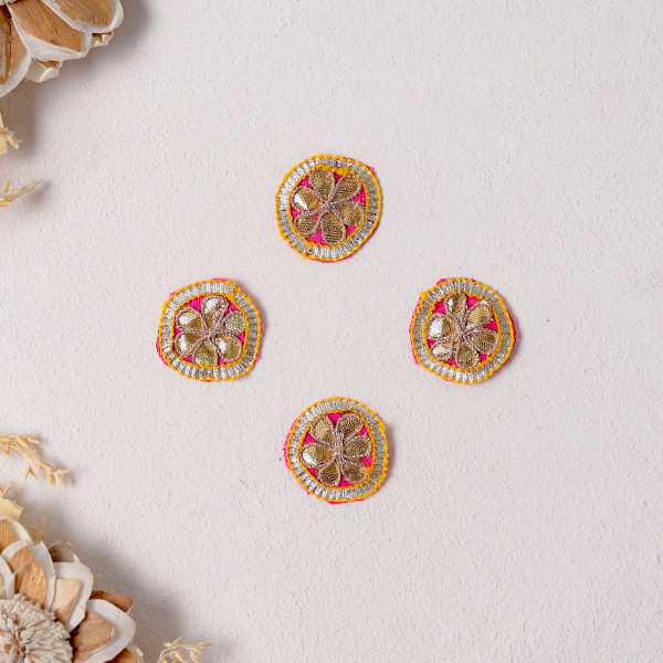 Pack of 25pc Handmade Gota Patti Applique Patches – Festive DIY Craft & Sew-on Embroidered Motifs