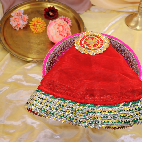 Handcrafted Gota Patti Embroidery Tissue Godh Bharai Cover