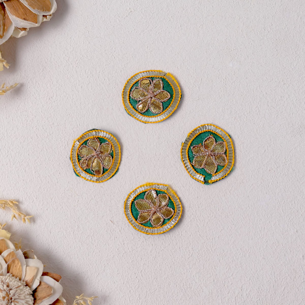 Pack of 25pc Handmade Gota Patti Applique Patches – Festive DIY Craft & Sew-on Embroidered Motifs