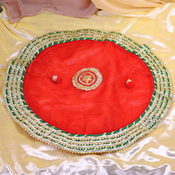 Handcrafted Gota Patti Embroidery Tissue Godh Bharai Cover